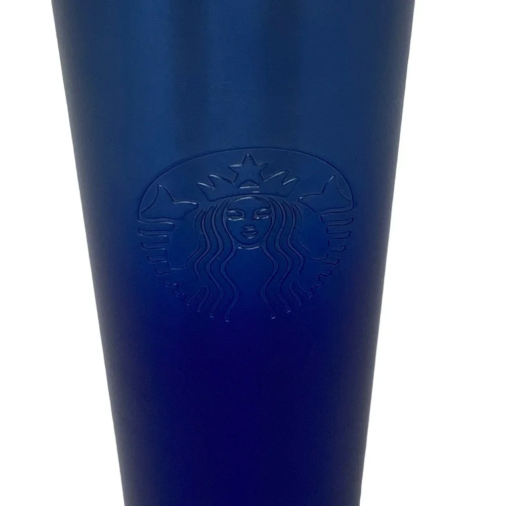 Starbucks Coffee Cold Beverage Blue Stainless Steel 16 Fl Oz‎ Tumbler With Lid